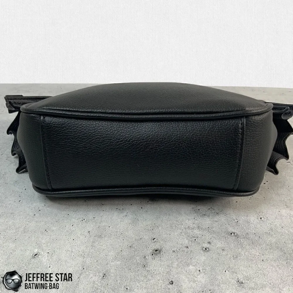 JEFFREE STAR BAT PURSE ZIPPER MAKEUP COSMETIC BAG IN BLACK VEGAN LEATHER BATWING